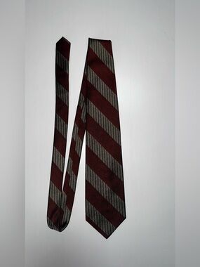 Barbara Blank Men's Burgundy and Gray Striped Silk Tie